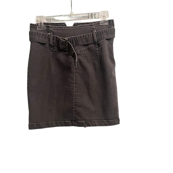 Free People Black Stretch Mini Skirt Size 8 Belted - Picture 1 of 4